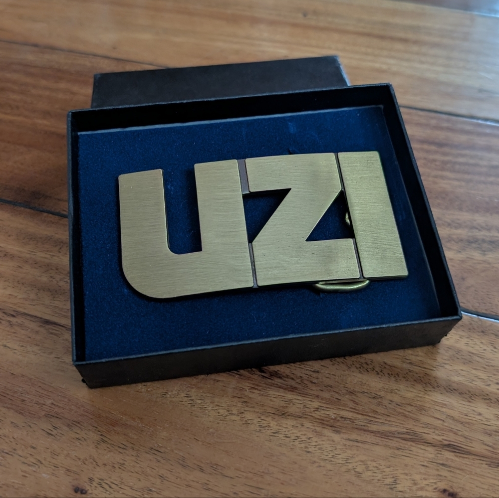 UZI Vintage Brass Belt Buckle (OS)